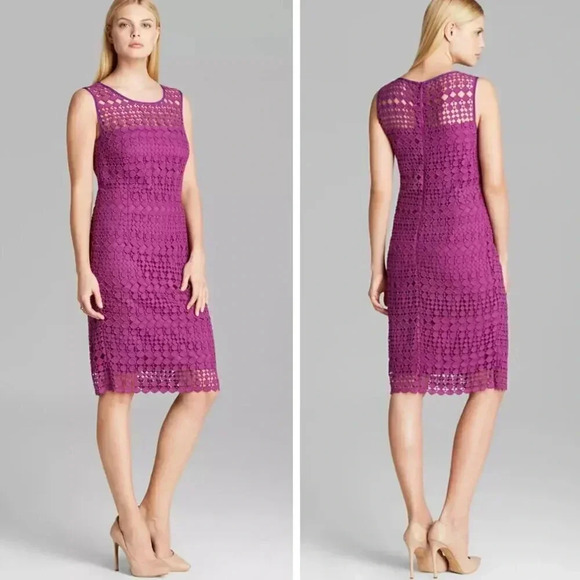 NEW MaxMara Weekend Helga Cotton Macrame Sheath Dress Purple Office Career